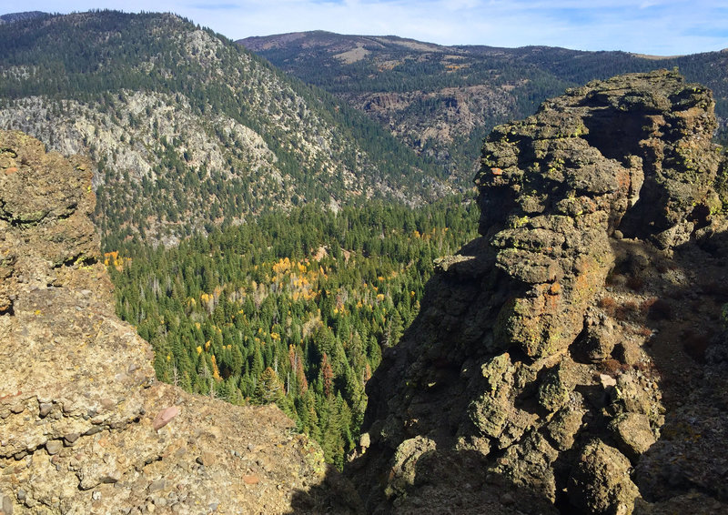 Striking rock layers at the bluffs overlooking Hope Valley