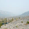 Above Ralston Lake, looking back towards Eco Lakes, through wild fire smoke.