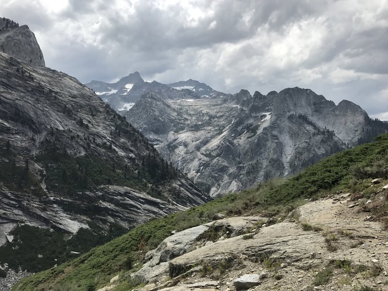 View of the Great Western Divide from the Elizabeth Pass Trail, looking across from the HST trail.