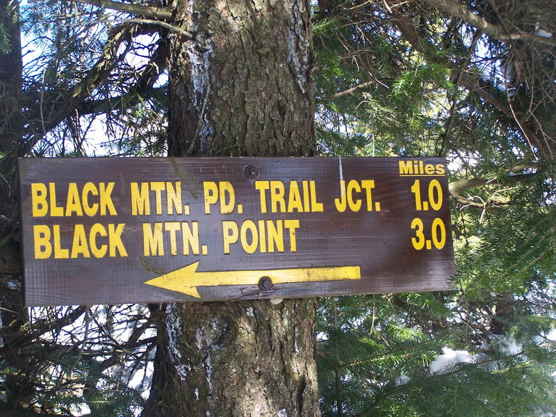 Sign to Foot Trail Down Back of Mountain at Black Mountain.