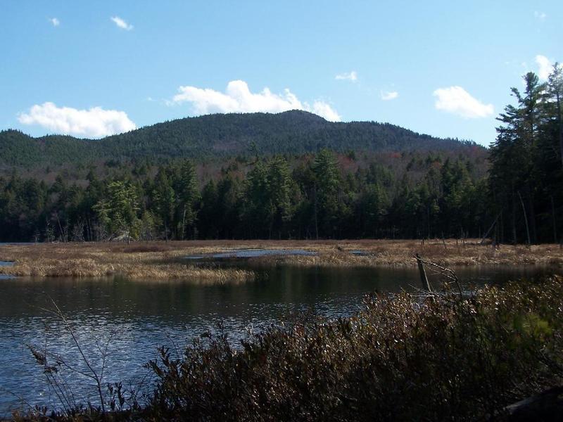 Pharaoh Mountain across Glidden Marsh in afternoon.