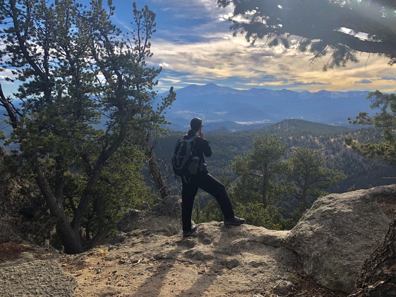 Enjoying views of the Rockies and Estes Park.