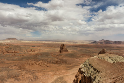 Lower Cathedral Valley with the Temple of the Sun at the center.