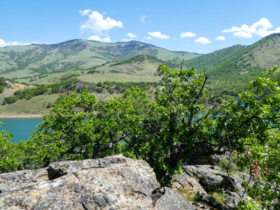 Butte at end of peninsula at Emigrant Lake.