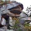 Massive rock outcrop on the trail.