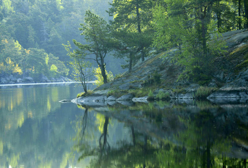 The Lake Stensjön in Tyresta National Park, by the shore of the ancient castle of Stensjöborg.