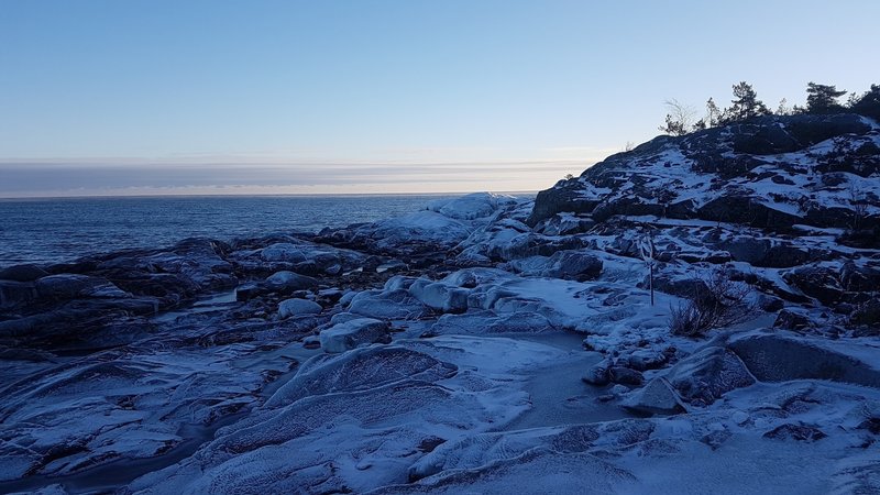 View of the Baltic Sea late in the evening, near Grisslehamn.