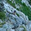 Climbing up the steep scramble trail to the lake.