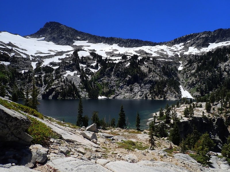 Grizzly Lake with Thompson Peak on the horizon.