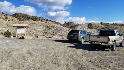 Trailhead parking area sunset rocks.