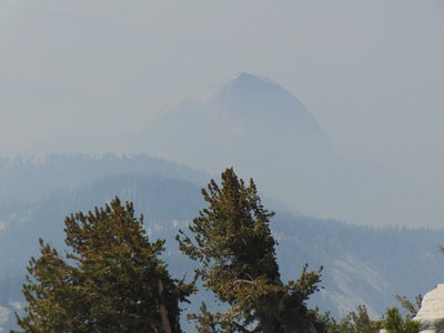Half Dome in the smoke just below Mt. Hoffman