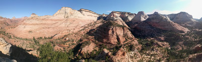 The Panorama from Panorama Point, looking west to the tunnels, north to Many Pools and Petroglyph Canyon, and east to the Checkerboard area.