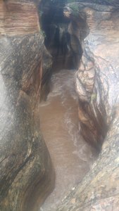 Looking down the Hobbit Hole slot during a flash flood. Deadly!