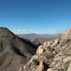 Through the pass with the Robledo Mountains in the background