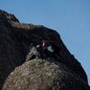 Condors sit on the rocks above the High Peaks.