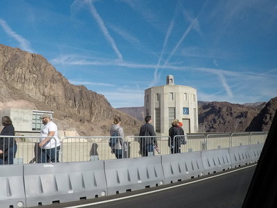 One of the four Intake Towers behind the dam.