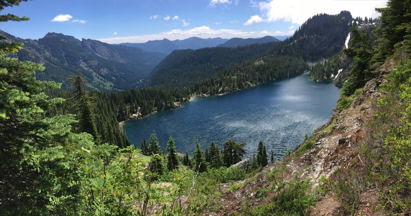 View of Rachel Lake from the trail towards Rampart Lakes