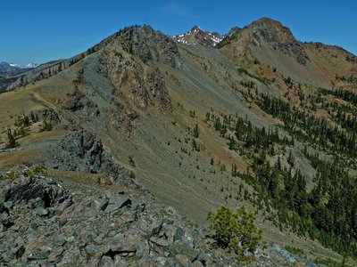 Climbers descent route from Long's Pass