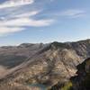 Dawn lake and valley showing burn