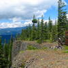 along the rocky cliff edge on the Little Bald Mountain Trail