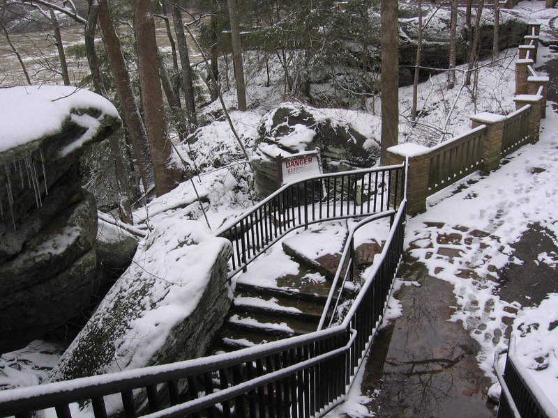 Icy stairs at Cumberland Falls