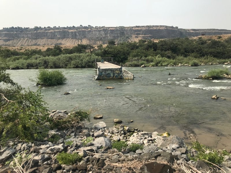 The old highway bridge at the bottom of the Yingst Grade. Sometimes the river is low enough that you can cross the bridge on dry ground.