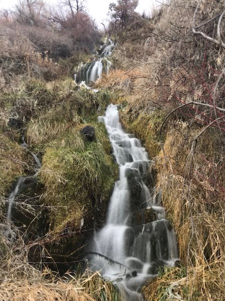 A cascade leads out from Scott's Pond and crosses a spur from the main Scott's access trail