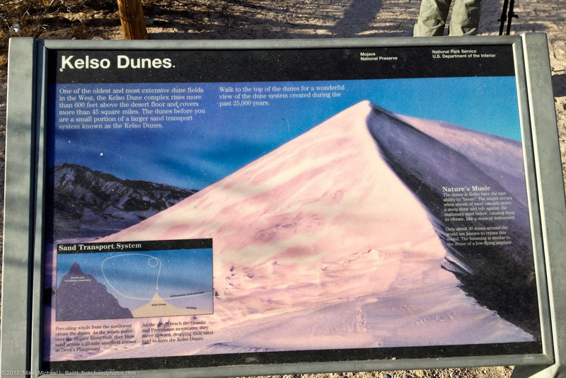 Interpretive signs at start of Kelso Dunes