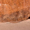 A large boulder just off the trail has a number of interesting petroglyphs at the bottom