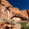 An arch in the canyon wall of Little Death Hollow