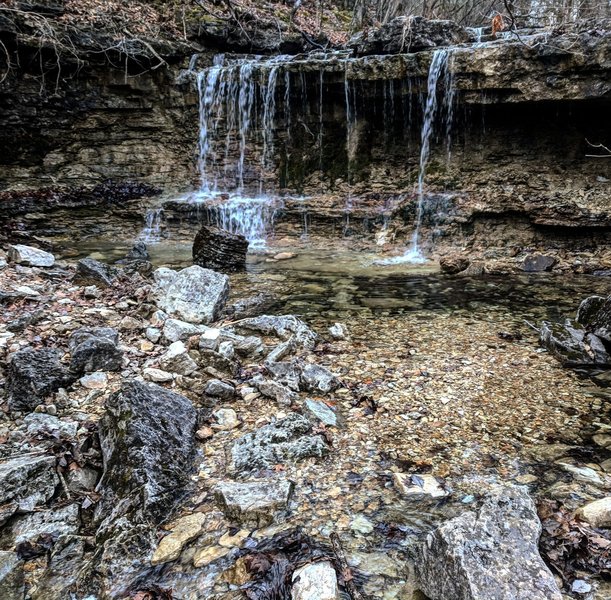 A waterfall just past Glade Trail