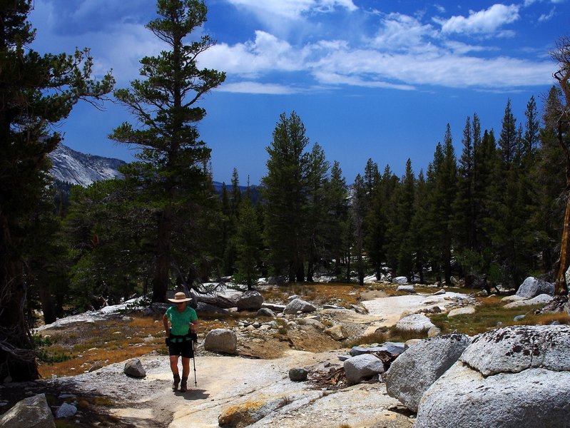 Climbing toward Vogelsang High Sierra Camp