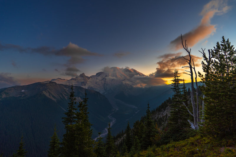 Mt. Rainer Sunset From Silver Forest Trail