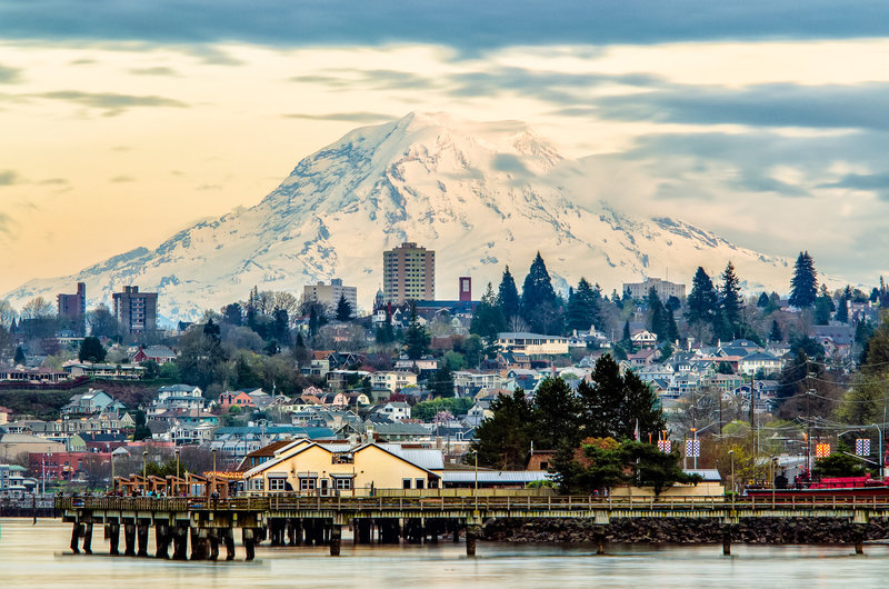 Mt. Rainier over Tacoma from Ruston Path