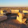 Manmade Stonehenge-like rest spot at the end of the Lonehenge Trail.