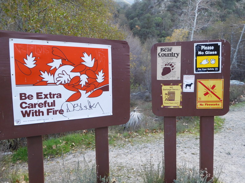 These signs mark the begining of Bear Creek Trail along West Fork Road but there is no mention of the trail.