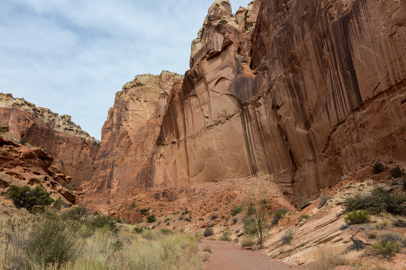 Overhanging walls in Chimney Rock Canyon.