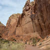 Overhanging walls in Chimney Rock Canyon.