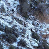 Hikers in the Siphon Draw ice chute.