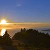 Bolinas and the Pacific Ocean, Farralon Islands in sunset. From Bare Knoll off of Matt Davis Trail.