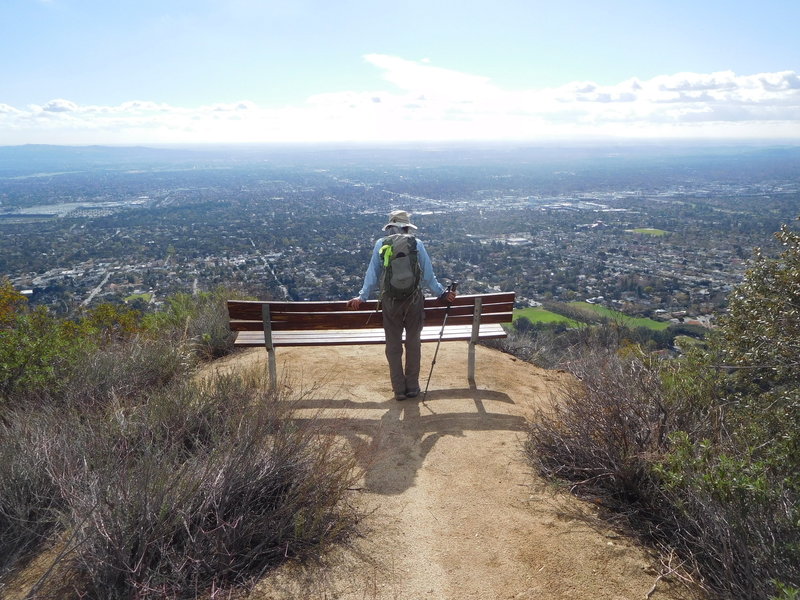 One of several benches along the Bailey Canyon Trail offering views of the San Gabriel Valley to the ocean.