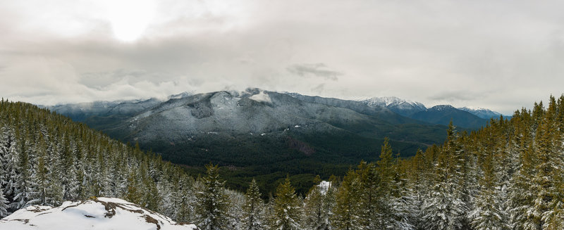 View from a rock outcrop just off the Snow Creek trail, about 1/2 mile from the Mt. Zion summit. Make sure you stop here if you're doing either trail!