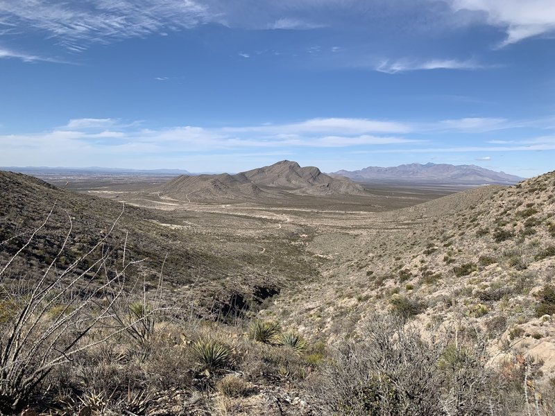 View looking north on Anthony Gap Trail before arriving at cave.