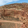 Looking down into Grand Wash as you ascend up Cassidy Arch Trail.