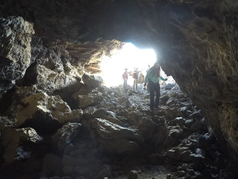 Looking at the mouth of the cave, from below.