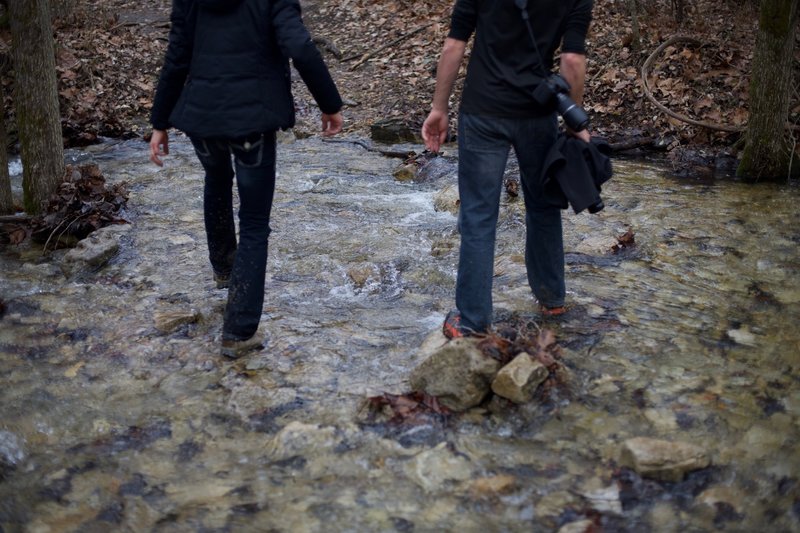 There are a couple of stream crossing that require you to rock hop.  Here, it had been raining for a couple of days and the creek was up.