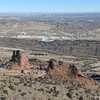 Red Rocks Amphitheatre and Denver in background.