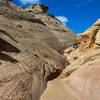 The white Navajo sandstone walls in Burro Wash quickly narrow.