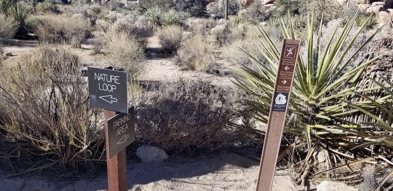 See HP website topo map too, this is the T intersection of the map loop. I know recommended no signs, the R stick is a bit confusing, go R or L? Go L, we found out extra info is for the rock climbers. There are two structures on the trail, NE side.