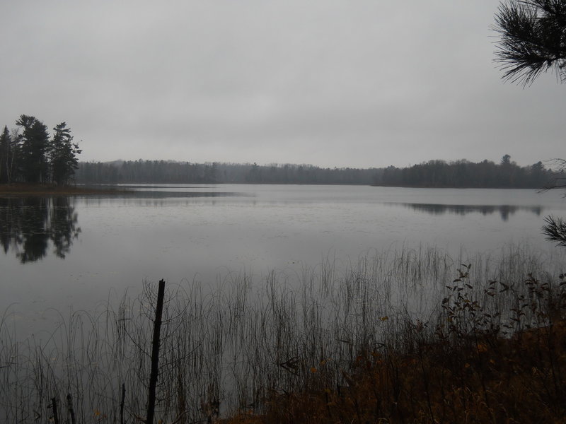 The view across Waboose Lake from the bay just north of the Campsite spur